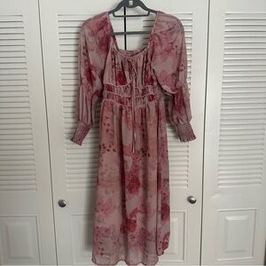 Elegant Floral Pink Dress